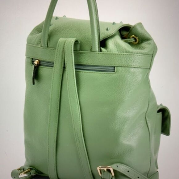 NWT Valentino Backpack Rockstud Green Leather Authentic - Picture 2 of 16